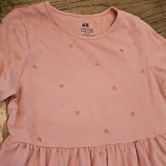 H&M Pink Long Sleeve Heart Dress 8/10 - Picture 2 of 10